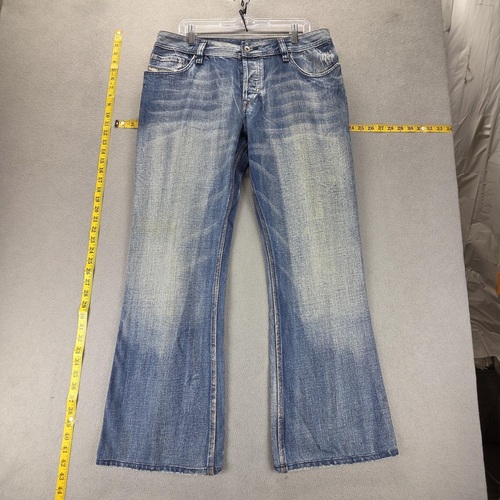 Diesel Jeans Mens 34x32 Blue Zaf Bootcut Button Fly Made in Italy 00796